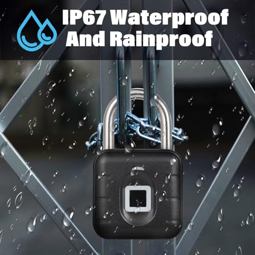 Fingerprint Padlock - Fingerprint Lock with App, Combination Locks Gym Locker Lock with Keyless Biometric, Outdoor Smart Padlock Suitable for Locker Gates Fence Storage Pool Shed (Black)