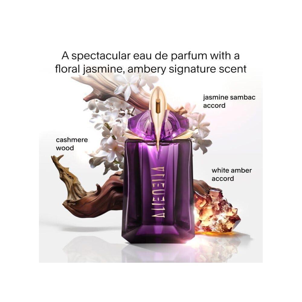 Mugler Alien Eau de Parfum, perfume floral y amaderado para mujer con jazmín, madera y ámbar de larga duración