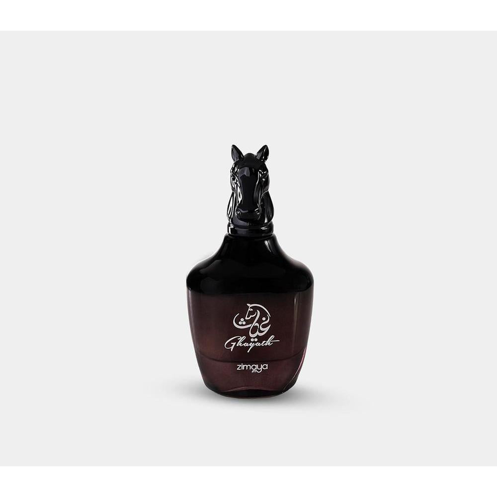 Zimaya Ghayath Eau de Parfum Spray Unisex, 100 ml, fragancia floral con esencia de cuero ibŽrico y larga duración.
