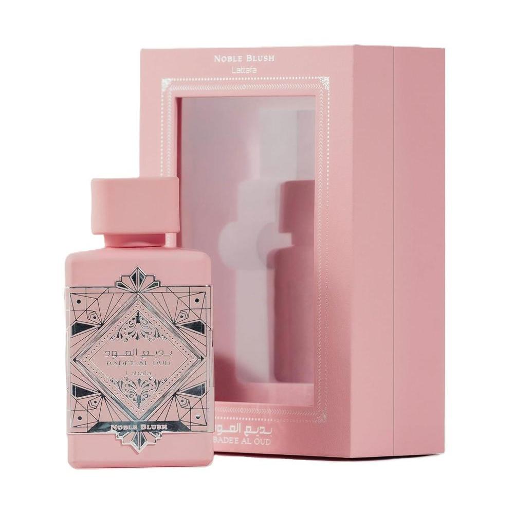 Lattafa Bade'e Al Oud Noble Blush - Eau de parfum en espray unisex, fragancia floral y dulce con notas de almendra y sándalo