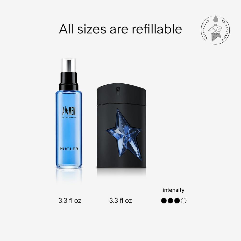 Mugler A*Men - Recambio de Eau de Toilette, colonia masculina con aroma amaderado y ámbar, notas de pachulí y café, fragancia duradera