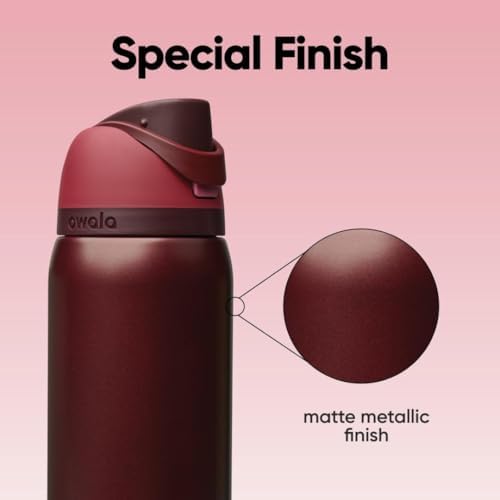 Owala FreeSip Insulated Stainless Steel Water Bottle with Straw, BPA-Free Sports Water Bottle, Great for Travel, 32 Oz, Black Cherry