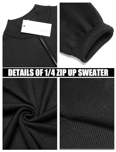 COOFANDY Men's Quarter Zip Up Sweaters Slim Fit Lightweight Mock Neck Pullover Casual Polo Sweaters
