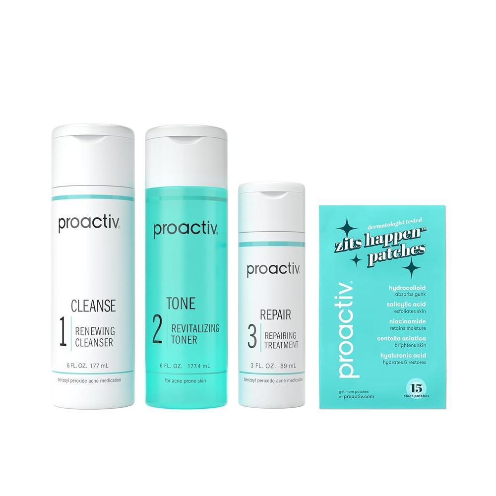 Proactiv 3 Step Acne Treatment w/ Pimple Patches - Benzoyl Peroxide Wash
