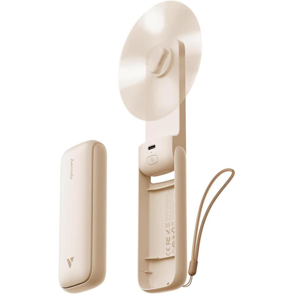 Aecooly Slim Portable Fan, Thin Handheld Fan, USB Rechargeable Mini Personal [24H Max Cooling Time]