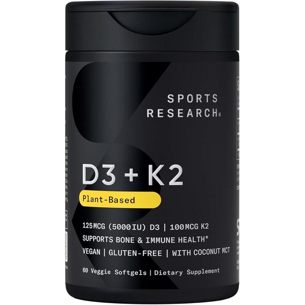 Sports Research Vitamin D3 5000iu & K2 Mk7 100mcg 60 Softgels