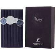 AFNAN Tribute Blue Luxury Collection Eau De Parfum en aerosol, unisex, notas cítricas y especiadas, 100 ml