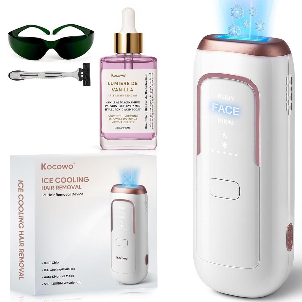 Depilación láser IPL para mujeres con enfriamiento de hielo, dispositivo eficaz y seguro en casa con 3 modos y 5 niveles de intensidad