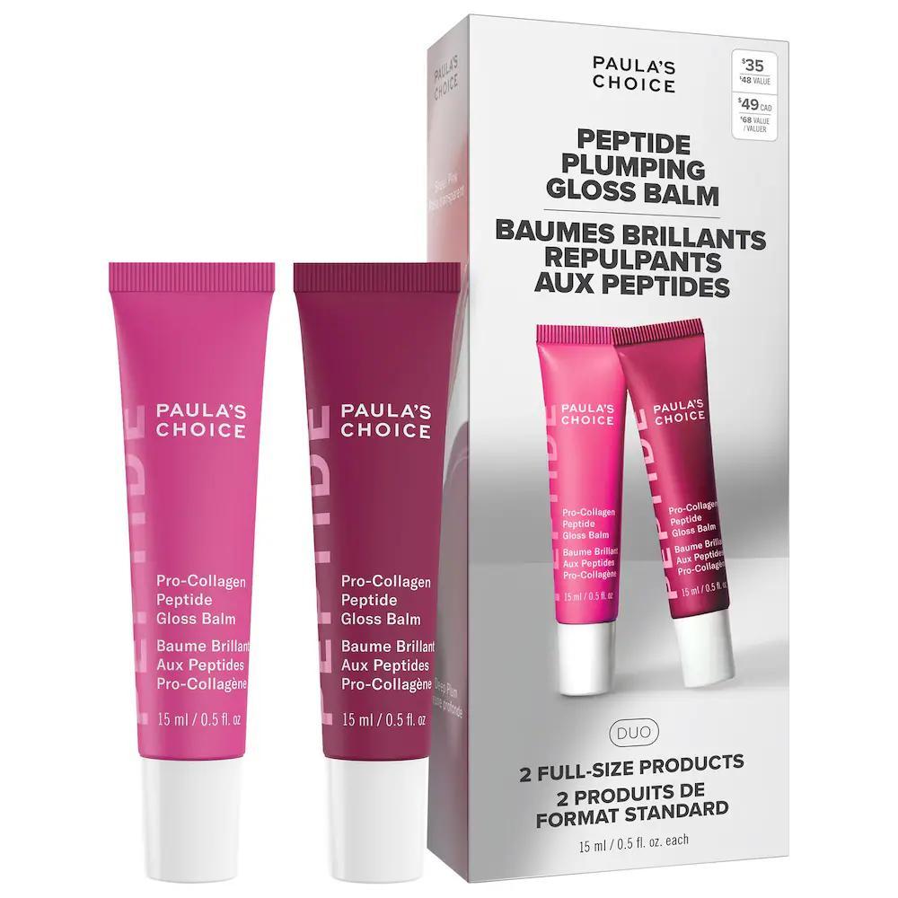 Peptide Plumping Gloss Balm Duo Gift Set for Hydrated, Fuller Lips