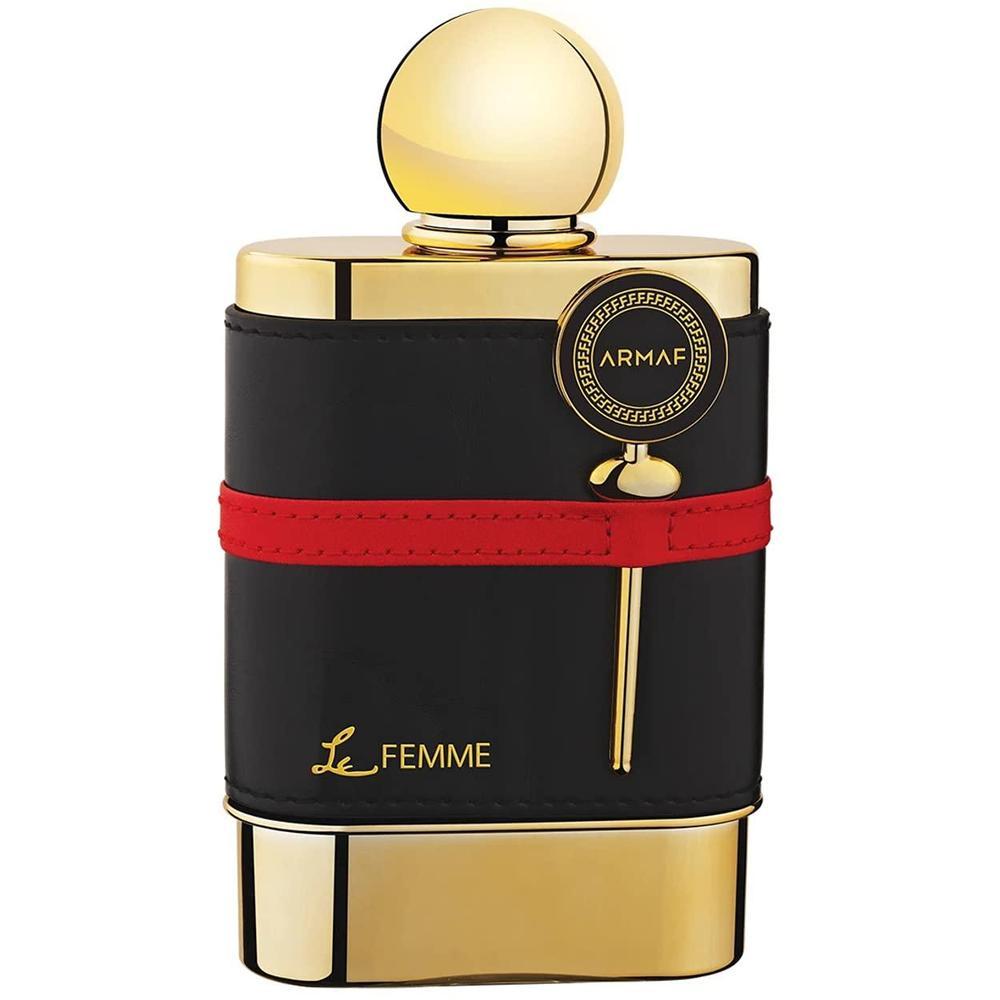 ARMAF LE FEMME EAU DE PARFUM SPRAY PARA MUJER, fragancia en color negro, base de vainilla, pachul’, almizcle y maderas blandas