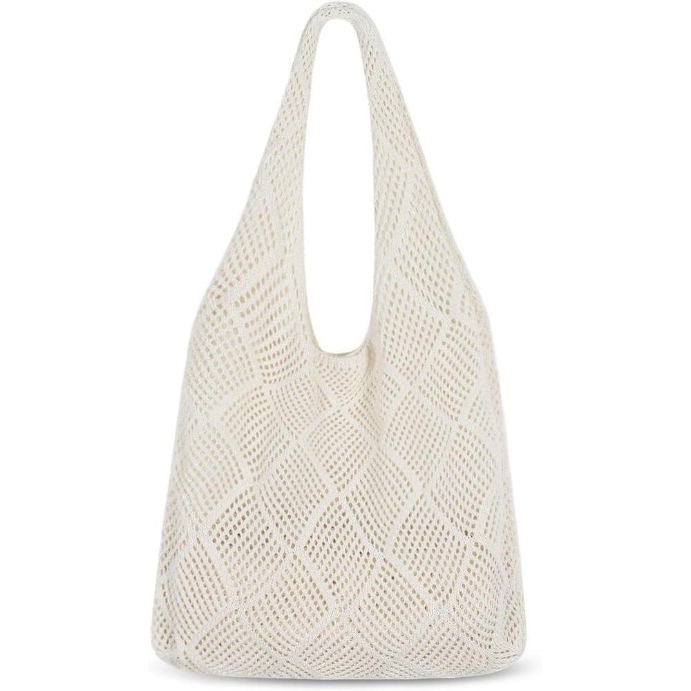 Sightor Crochet Tote Bag, Mesh Beach Bag Knit Summer Hobo Bag Vacation Boho Tote Bag for Women