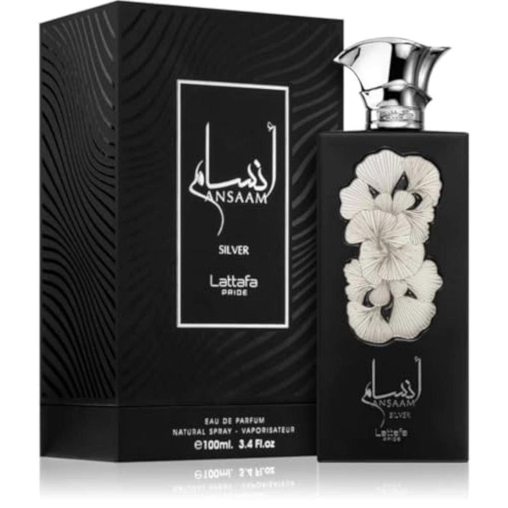 Lattafa Ansaam Silver Eau De Parfum unisex con notas de cardamomo y ‡mbar (100 ml)