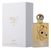 Lattafa Perfumes Tharwah Gold Eau de Parfum unisex, fragancia floral dulce con lavanda, bergamota y ‡mbar.