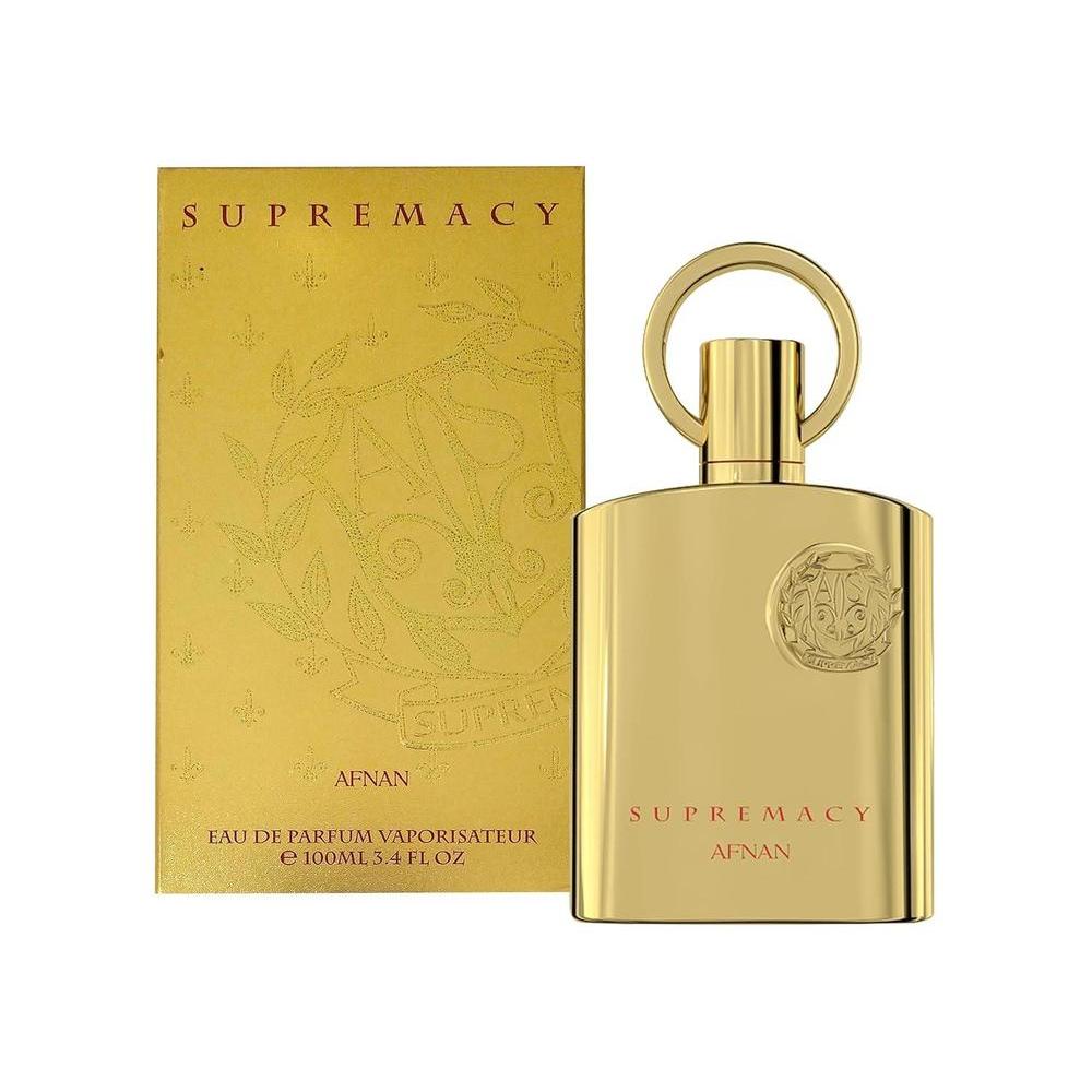 Afnan Supremacy Gold - Eau de Parfum Unisex, fragancia ámbar con notas de nuez moscada, iris, flor de durazno y vainilla