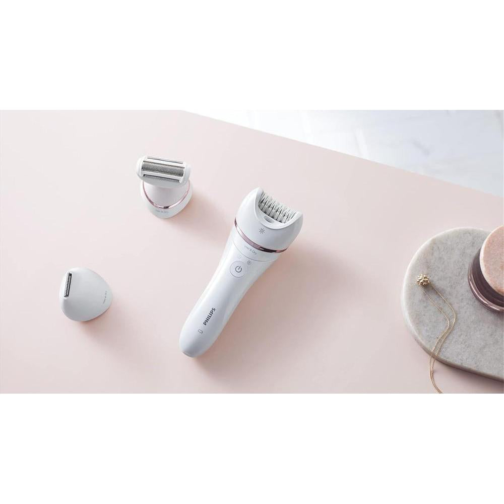 Philips Epilator Series 8000, Wet & Dry, 3-in-1 with Shaver & Trimmer Attachments for Women, 8 Accessories Included, BRE720/14
