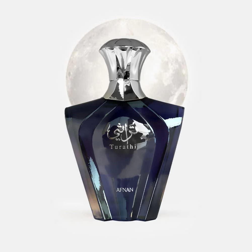 Afnan Turathi Blue Eau de Parfum Spray para hombre, fragancia almizcle amaderado ‡mbar con un toque picante, 90 ml