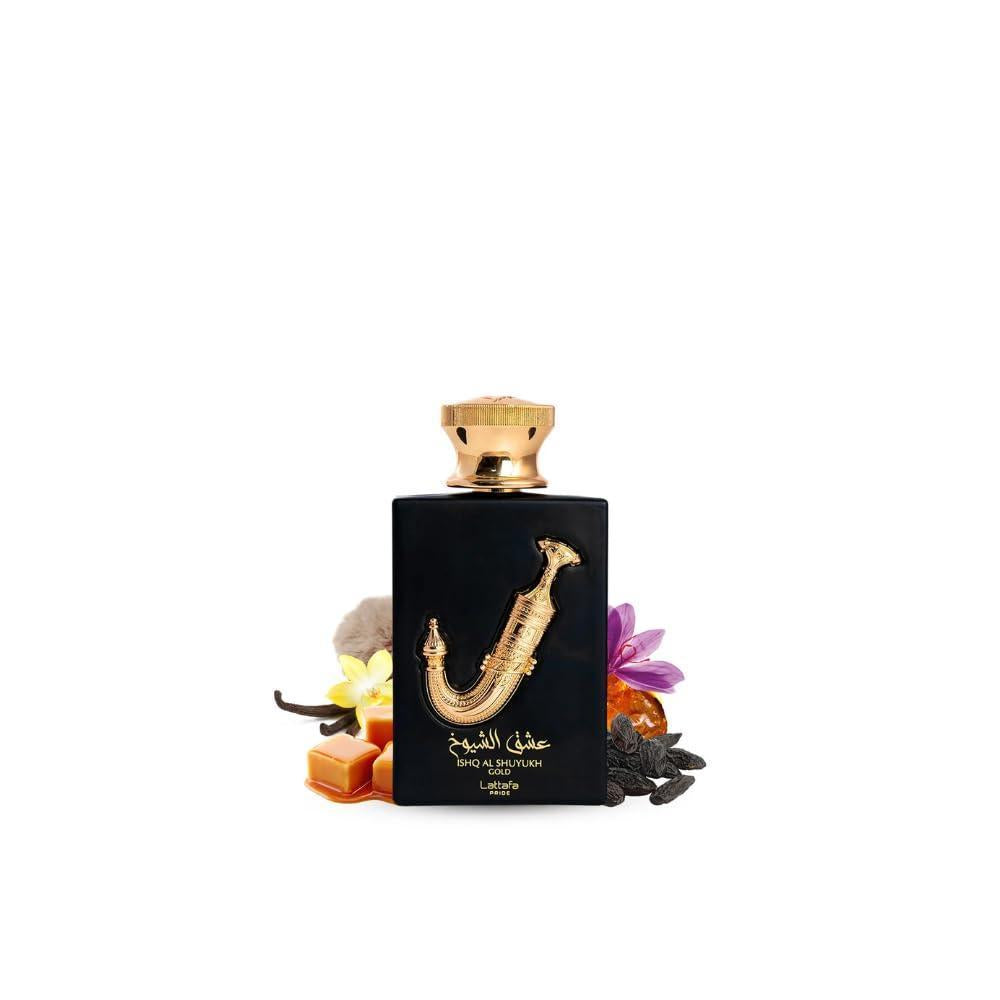 Lattafa Pride Ishq Al Shuyukh Gold - Eau de Parfum unisex con notas amaderadas, 100 ml