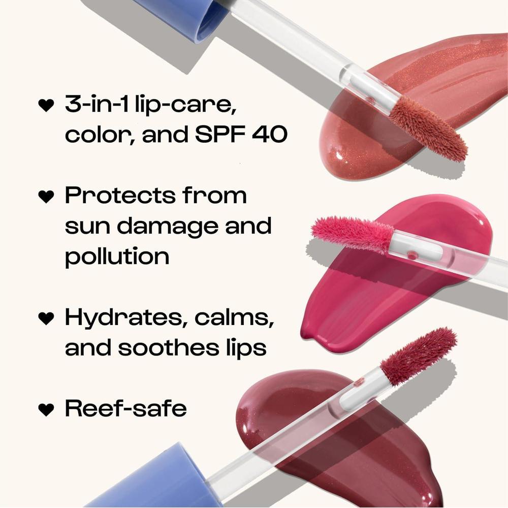 Sun Serum Lip Oil SPF 40 - Tinted Lip Oil, Moisturizer, Sunscreen For Cracked Lips, Hydrating