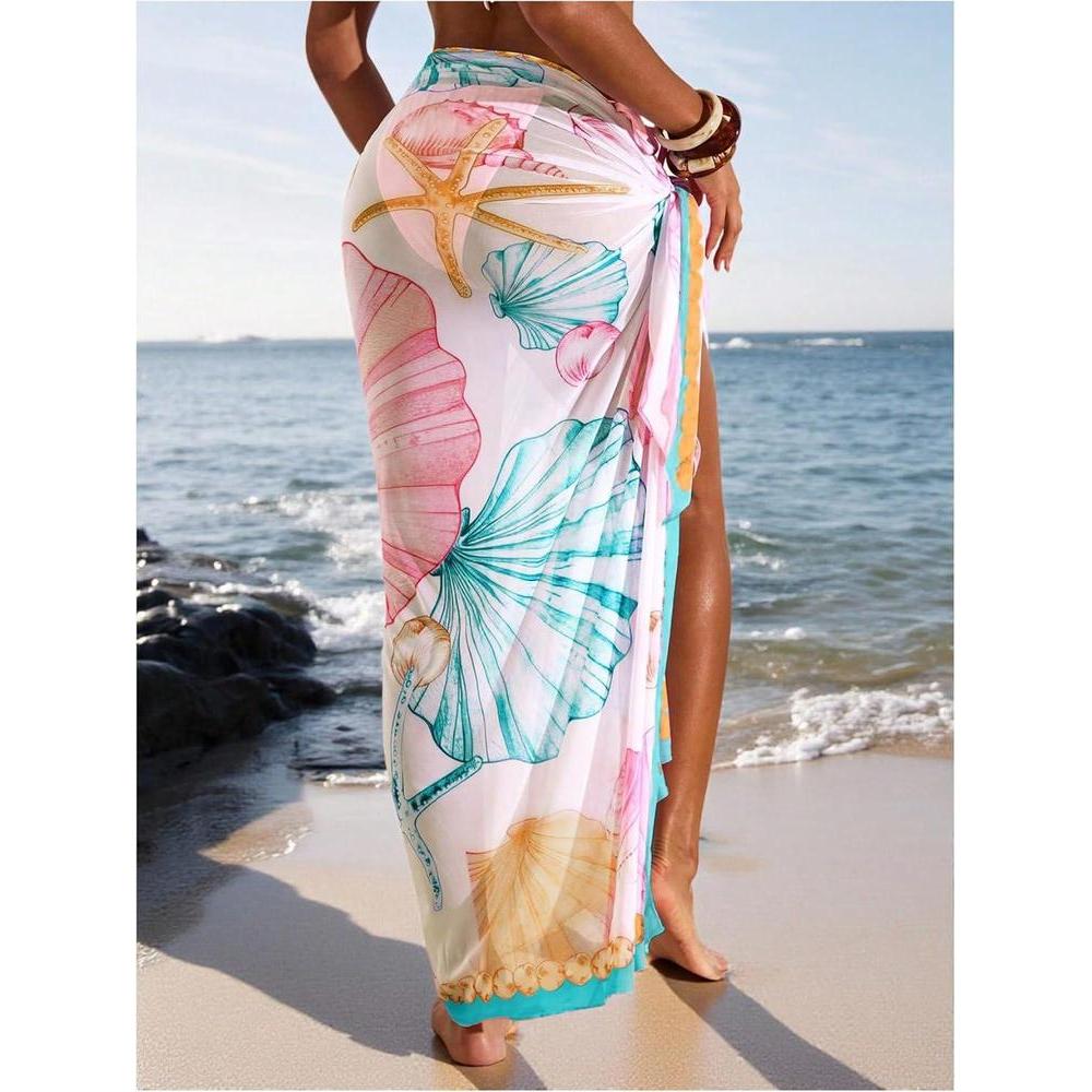 Floerns Women's Vacation Cover Up Floral Sheer Beach Sarong Wrap Swim Skirts