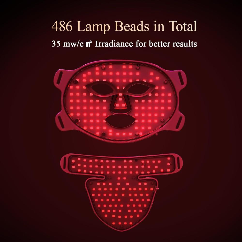 Led Red Light Therapy Mask & Neck 7 Colors 486 LED Rejuvenation