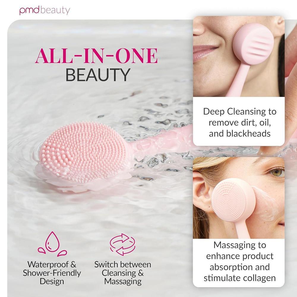Smart Facial Cleansing Device With Silicone Brush & Anti-Aging Massager