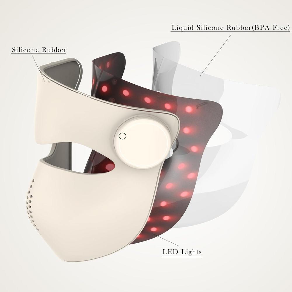 Red Light Therapy Mask, 3 Color Modes, Wireless