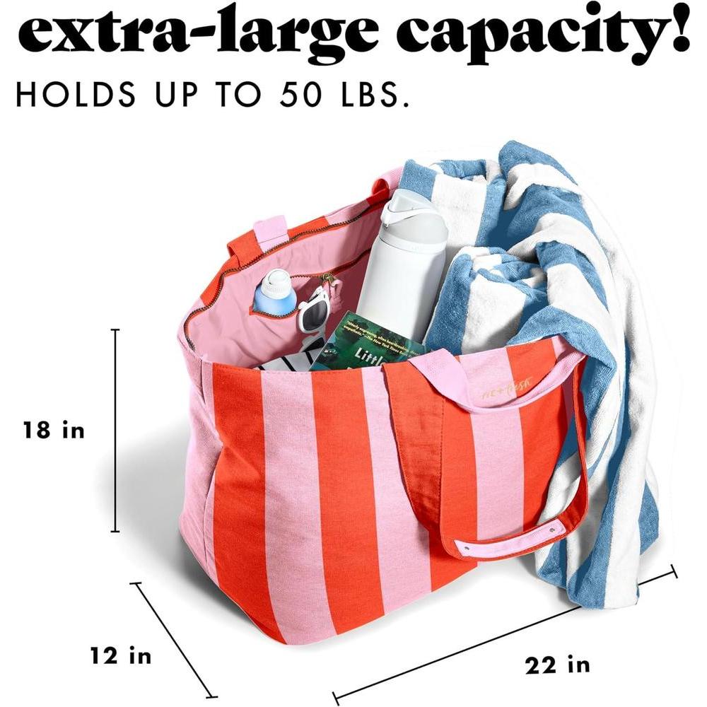 Fit & Fresh Large Beach Bag for Women - Extra Large Travel Tote With Pockets