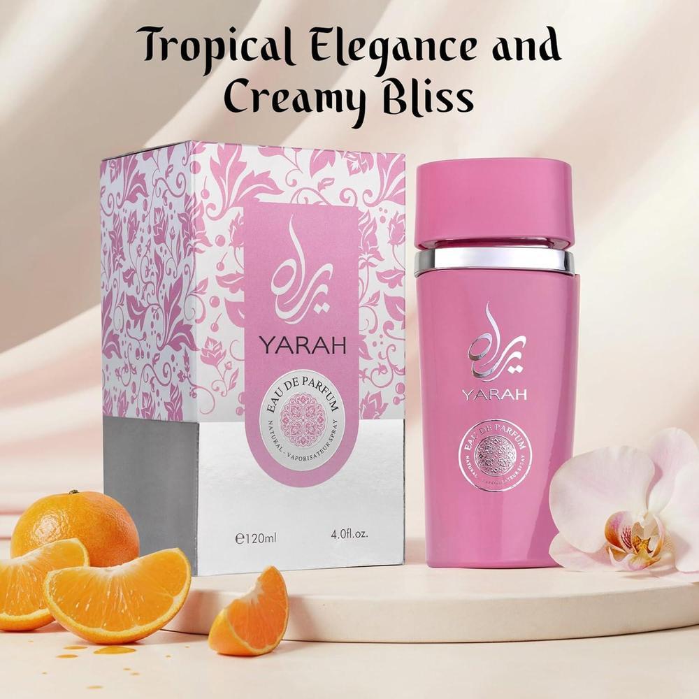SAADAH Yarah Eau De Parfum for Women 4.0 Fl.oz, 120ml Oriental Vanilla Gourmand Perfume, Sweet Orchid Tangerine Tropical Fruits, Vanilla Musk Sandalwood, Long Lasting Powdery Luxury Fragrance