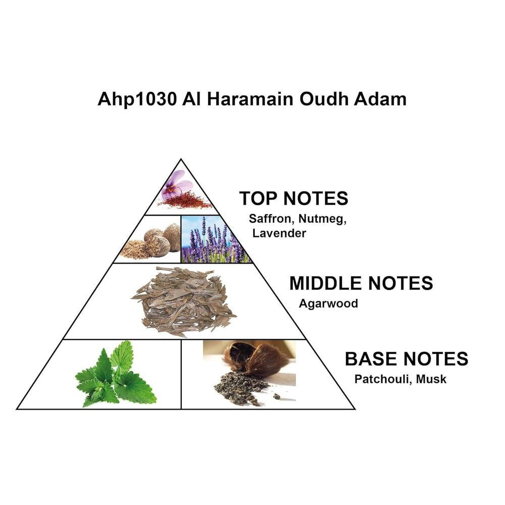 Al Haramain Oudh Adam Eau De Parfum Spray para hombre con esencia de pachulí y almizcle clásico