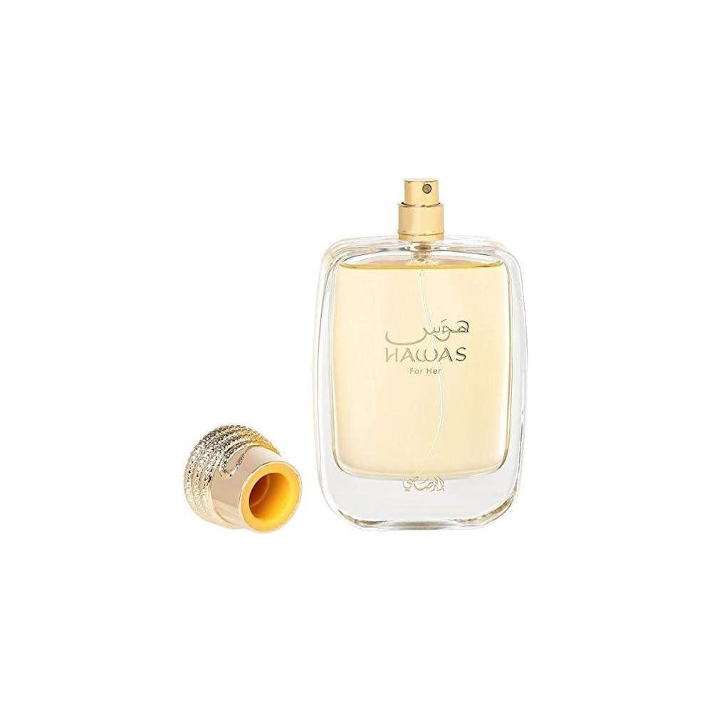 RASASI Hawas Eau de Parfum Spray para mujer, fragancia floral con notas de manzana, granada y praliné