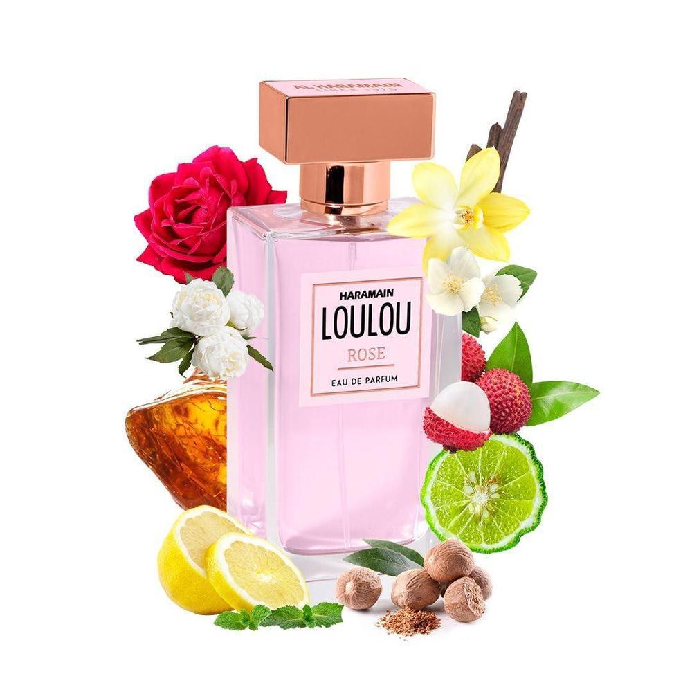 Al Haramain Loulou Rose - Perfume para mujer - Spray corporal duradero con peonía, lichi y nuez moscada