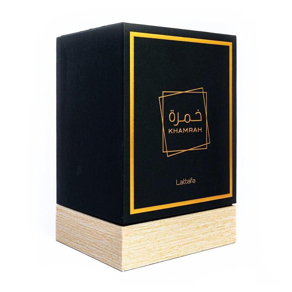 Lattafa Perfumes Khamrah Eau de Parfum espray unisex, fragancia de 100 ml, mezcla arom‡tica picante para hombres y mujeres.