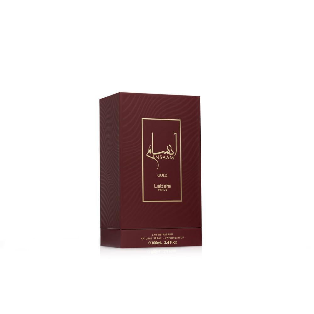 Lattafa Ansaam Gold Eau De Parfum Spray para Unisex, con fragancia floral de 100 ml, c‡lida y lujosa, aroma duradero.