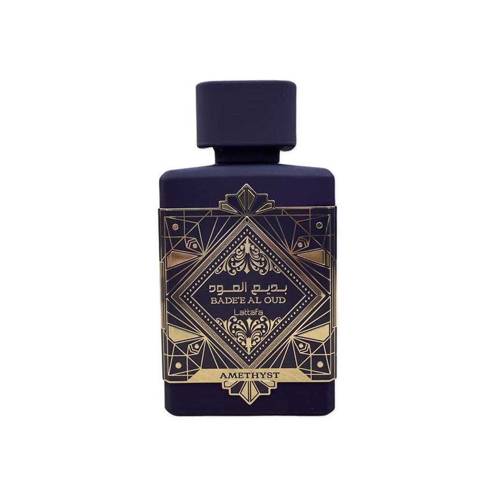 Lattafa Perfumes Bade'e Al Oud Amatista para Eau de Parfum unisex en espray, aroma de vainilla y oud