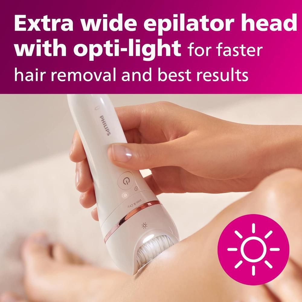 Philips Epilator Series 8000 5 in 1 Shaver for Women, Trimmer, Pedicure and Body Exfoliator with 9 Accessories, BRE740/14