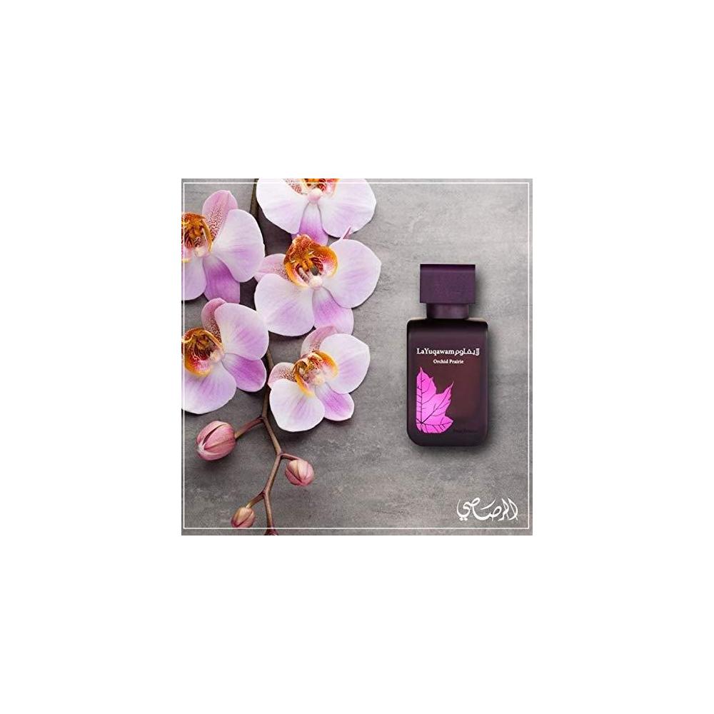 RASASI La Yuqawam Orchid Prairie Eau de Parfum en espray para mujer, fragancia floral de larga duración