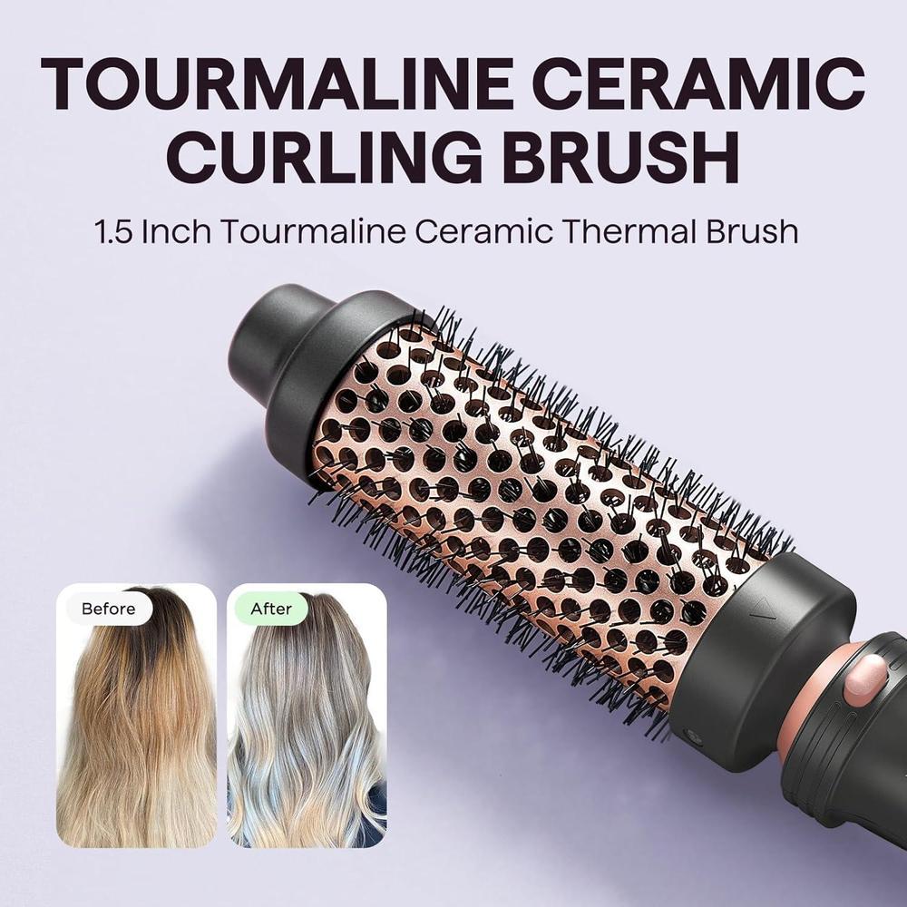 Wavytalk 5 in 1 Curling Wand Set, Dual Voltage Curling Iron Set with 5 Interchangeable Barrels Included A Thermal Brush, A Hair Crimper and 3 Ceramic Curling Wands(0.5"-1.25"), Rose Pink