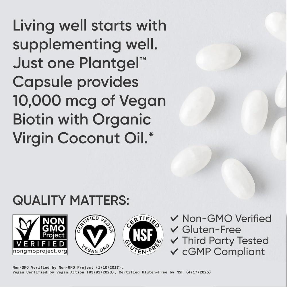 Skincare Supplement Biotin 10,000mcg 120 Veggie Softgels