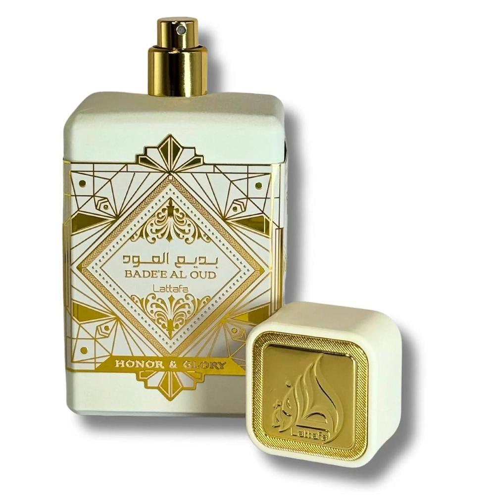 Lattafa Bade'e Al Oud Honor & Glory - Eau de Parfum unisex, notas afrutadas y especiadas, frasco de 100 ml