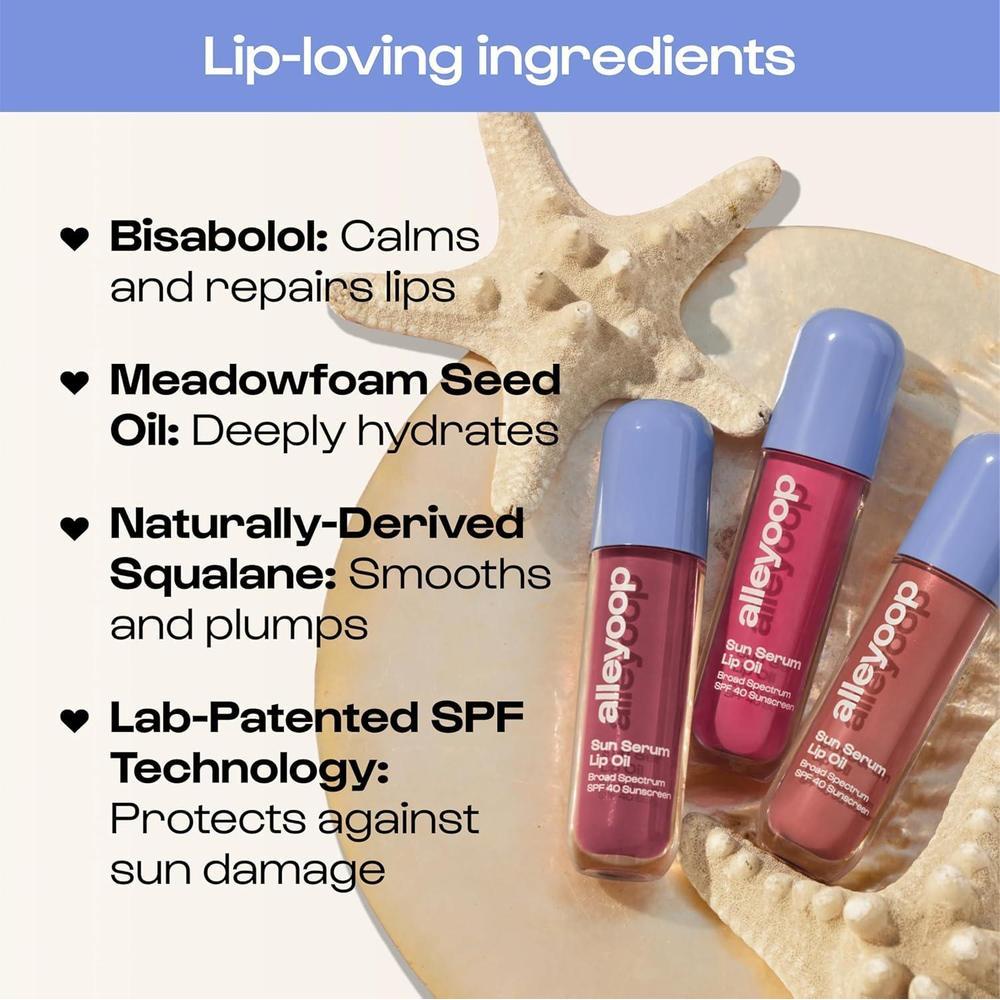 Sun Serum Lip Oil SPF 40 - Tinted Lip Oil, Moisturizer, Sunscreen For Cracked Lips, Hydrating