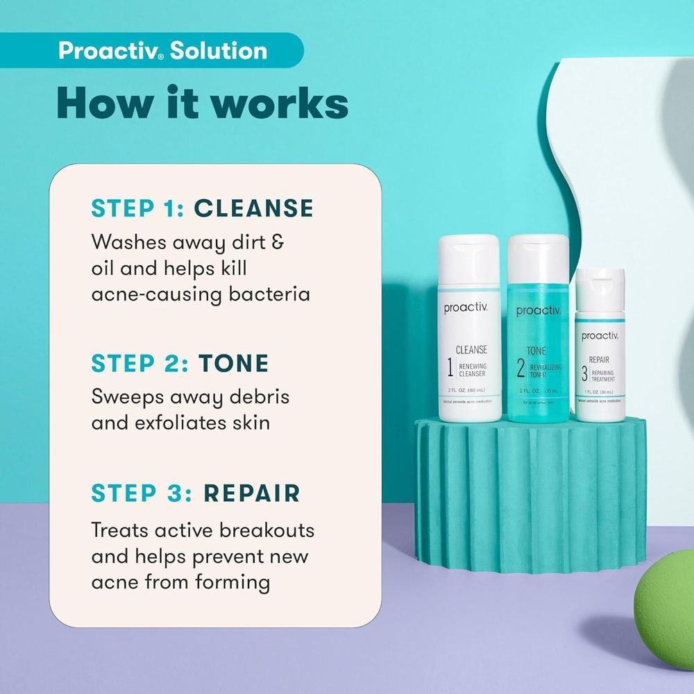 Proactiv 3 Step Acne Treatment w/ Pimple Patches - Benzoyl Peroxide Wash