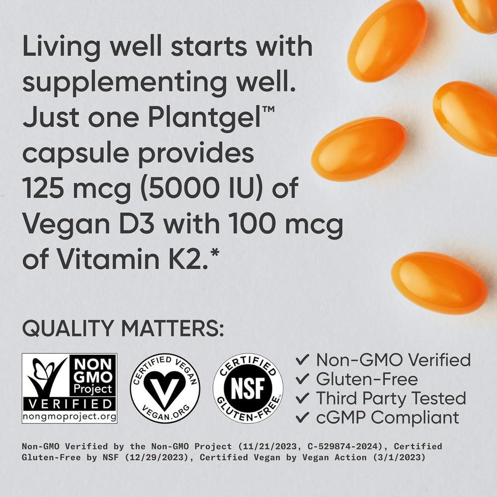 Sports Research Vitamin D3 5000iu & K2 Mk7 100mcg 60 Softgels