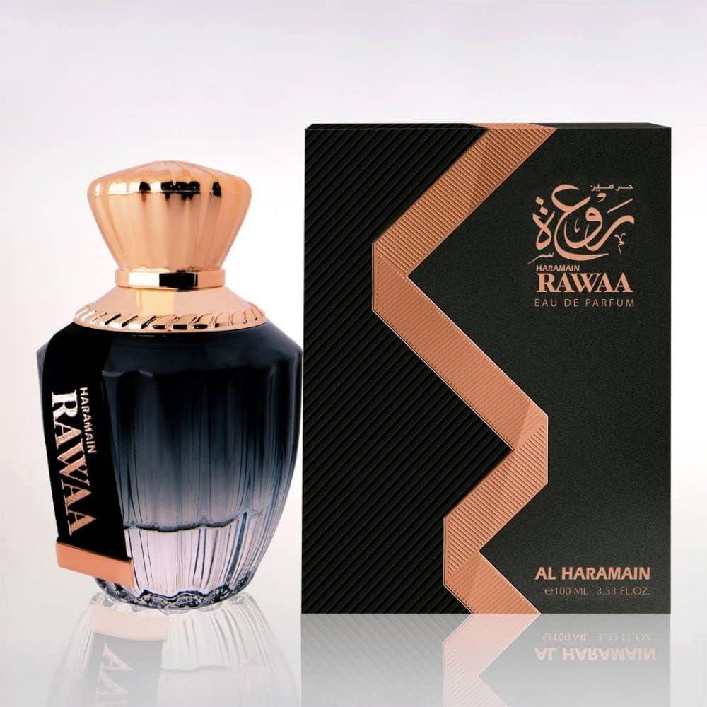 Al Haramain Rawaa para mujer, fragancia de vainilla ámbar con almendra, café, jazmín, tuberoso y sándalo, 100 ml EDP Spray