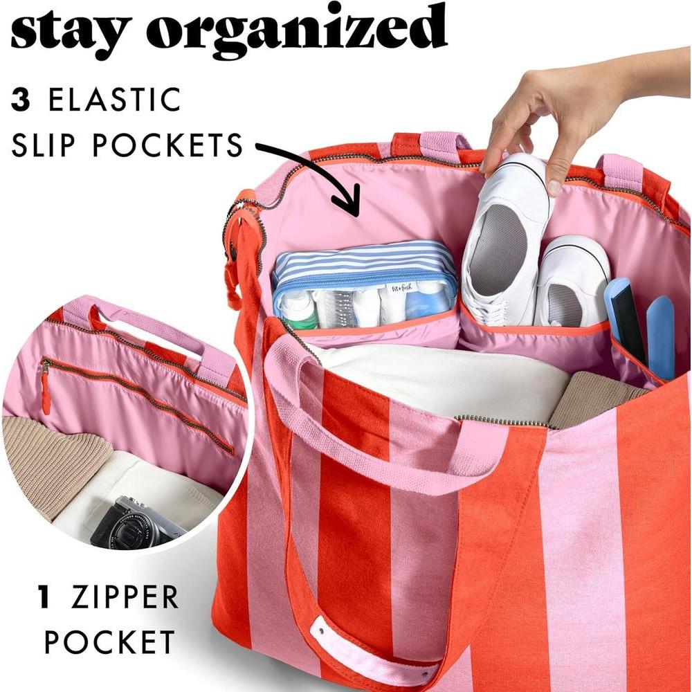 Fit & Fresh Large Beach Bag for Women - Extra Large Travel Tote With Pockets