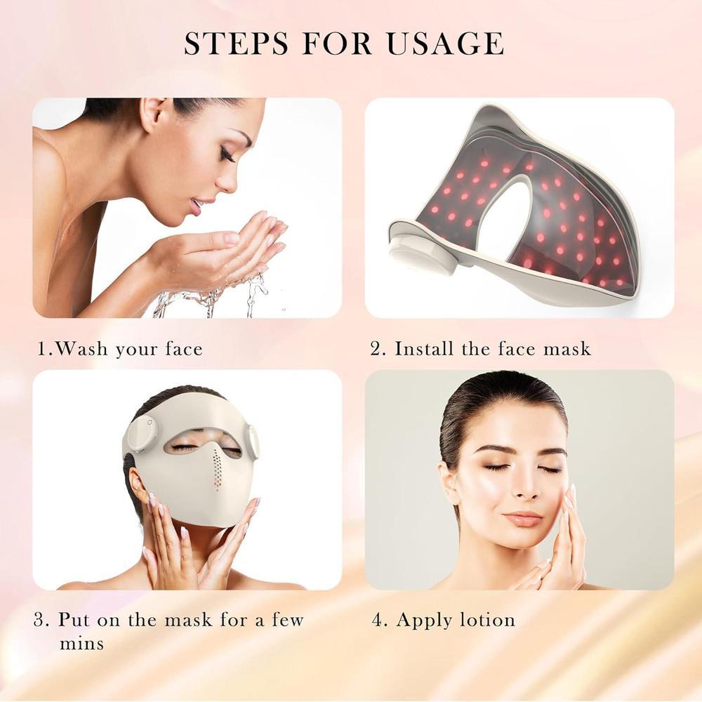 Red Light Therapy Mask, 3 Color Modes, Wireless