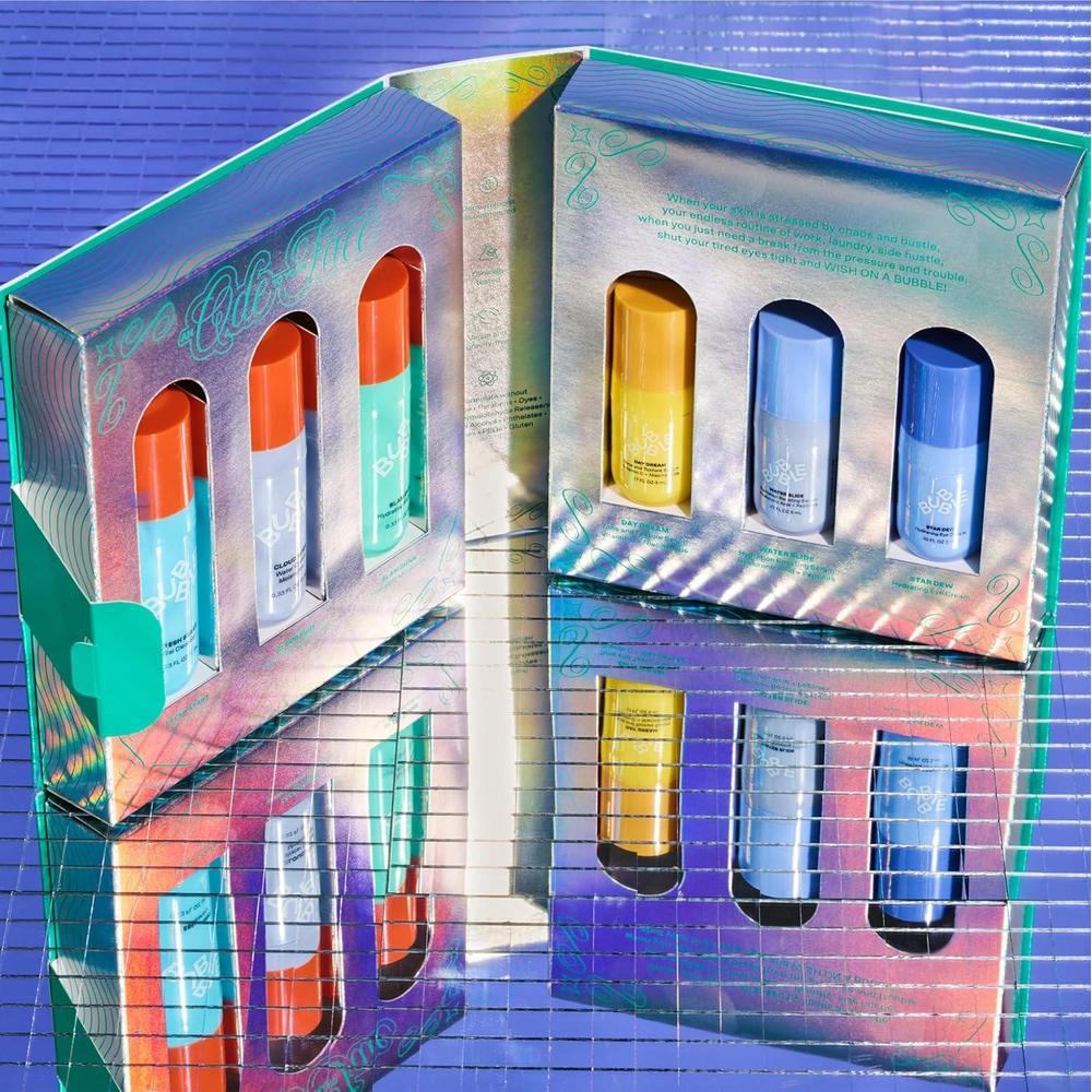 Skincare Essentials Gift Set - Gel Cleanser, Vitamin C Serum, Eye Cream, Water Cream & Moisturizer - Travel Size