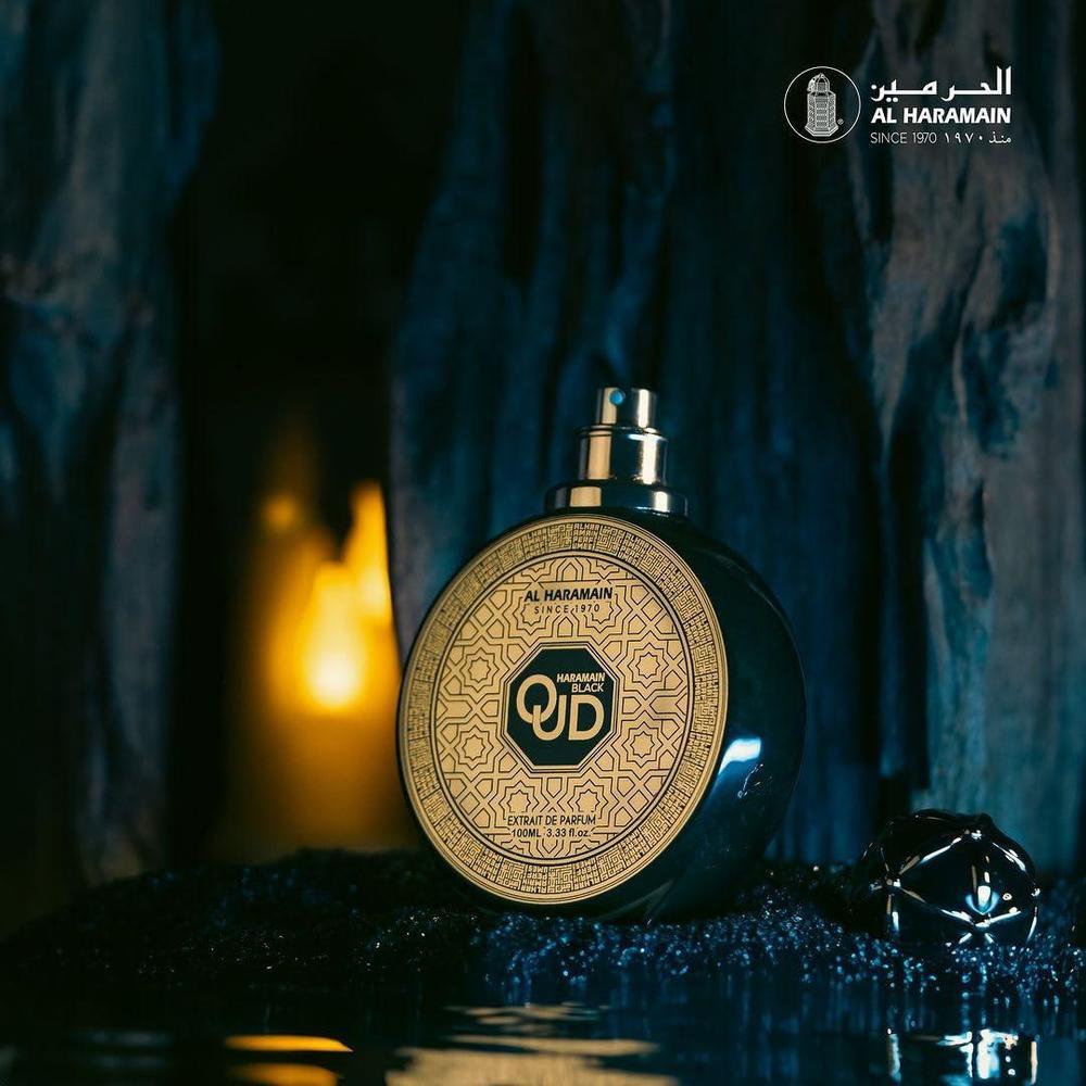 Al Haramain Black Oud - Perfume unisex enigmático con cardamomo, ámbar y granos tonka para un aroma sofisticado