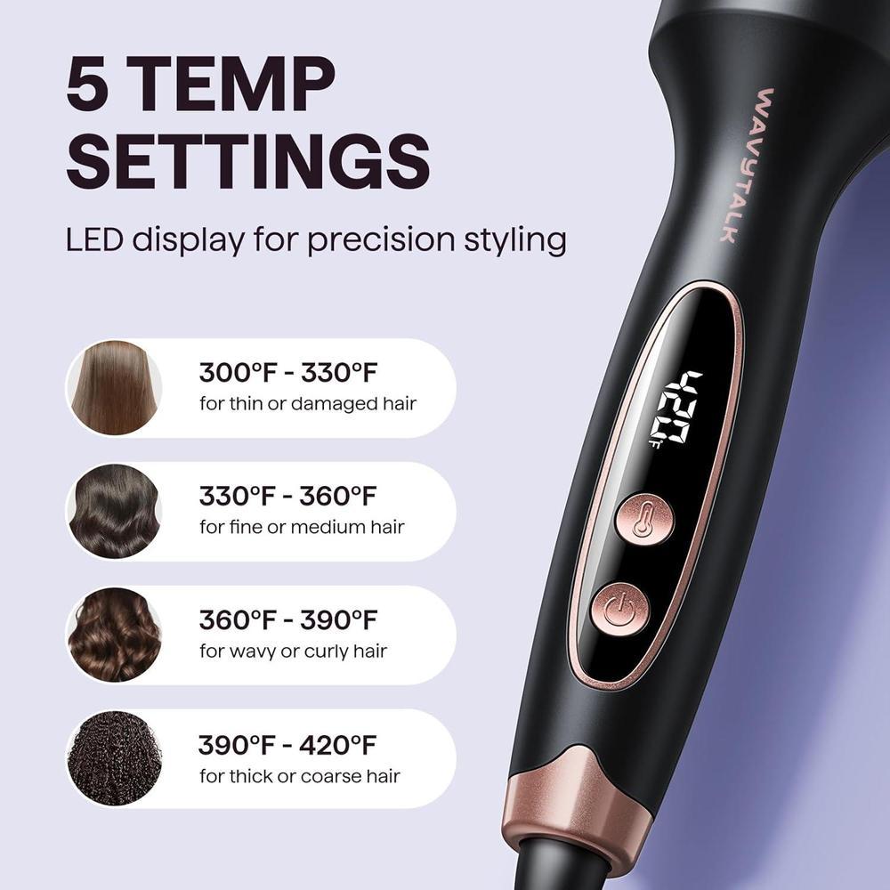 Wavytalk Blowout Boost Thermal Brush, 1.5 inch Heated Round Brush Curling Iron for Blowout Look, Dual Voltage, Ceramic Tourmaline, Ionic Technology, 5 Temperature Settings