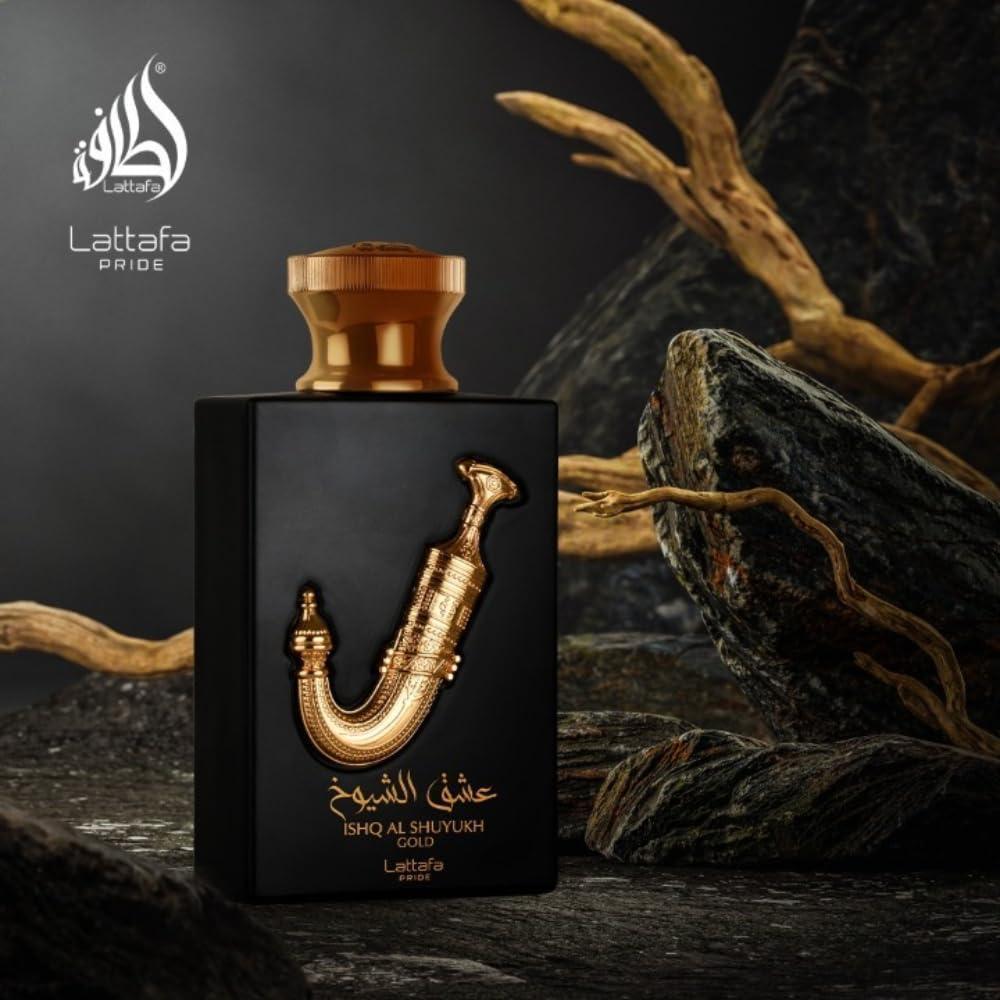 Lattafa Pride Ishq Al Shuyukh Gold - Eau de Parfum unisex con notas amaderadas, 100 ml