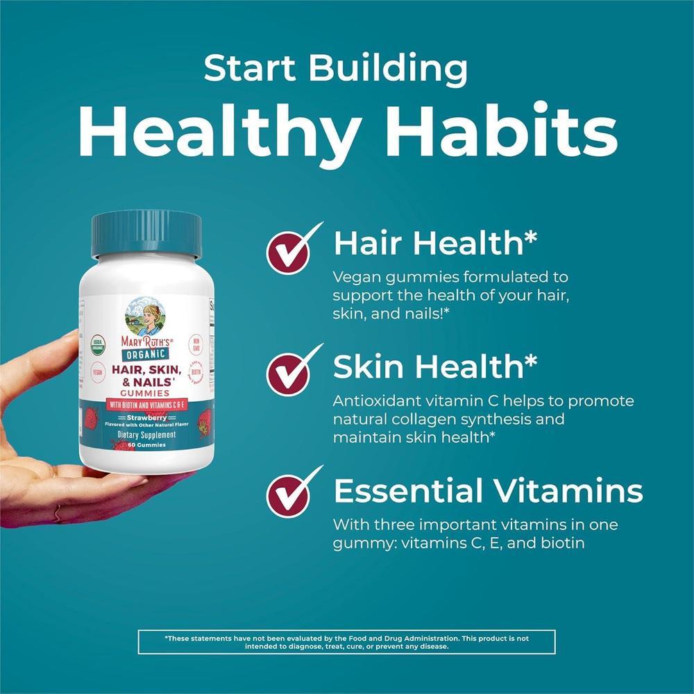 Hair Skin And Nail Vitamins 2500mcg Biotin Gummies 60 Count